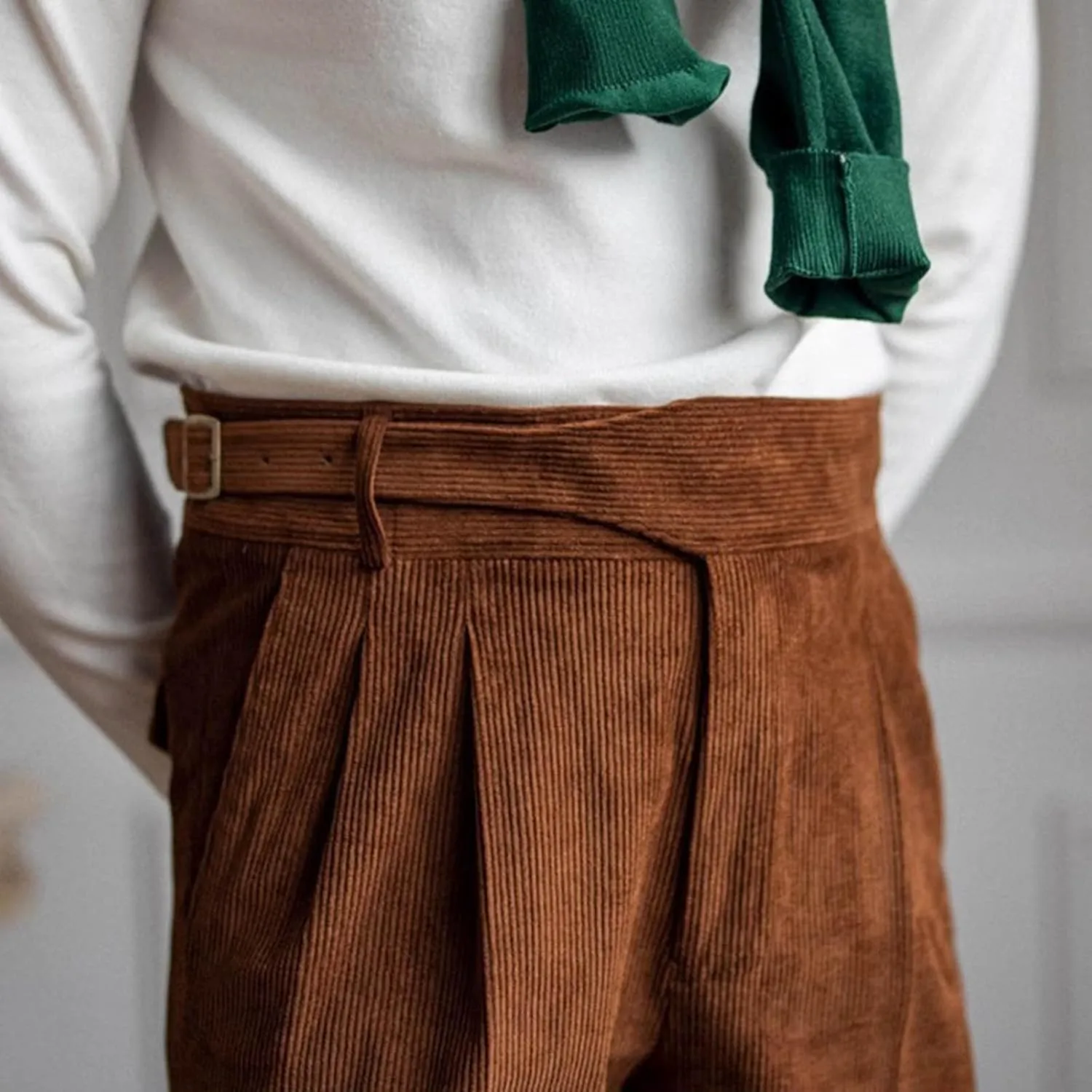 Cotton Straight Leg Dress Pants Men High Waist Business Formal Slim Pleats Comfortable Elegant Tailored Daily Office