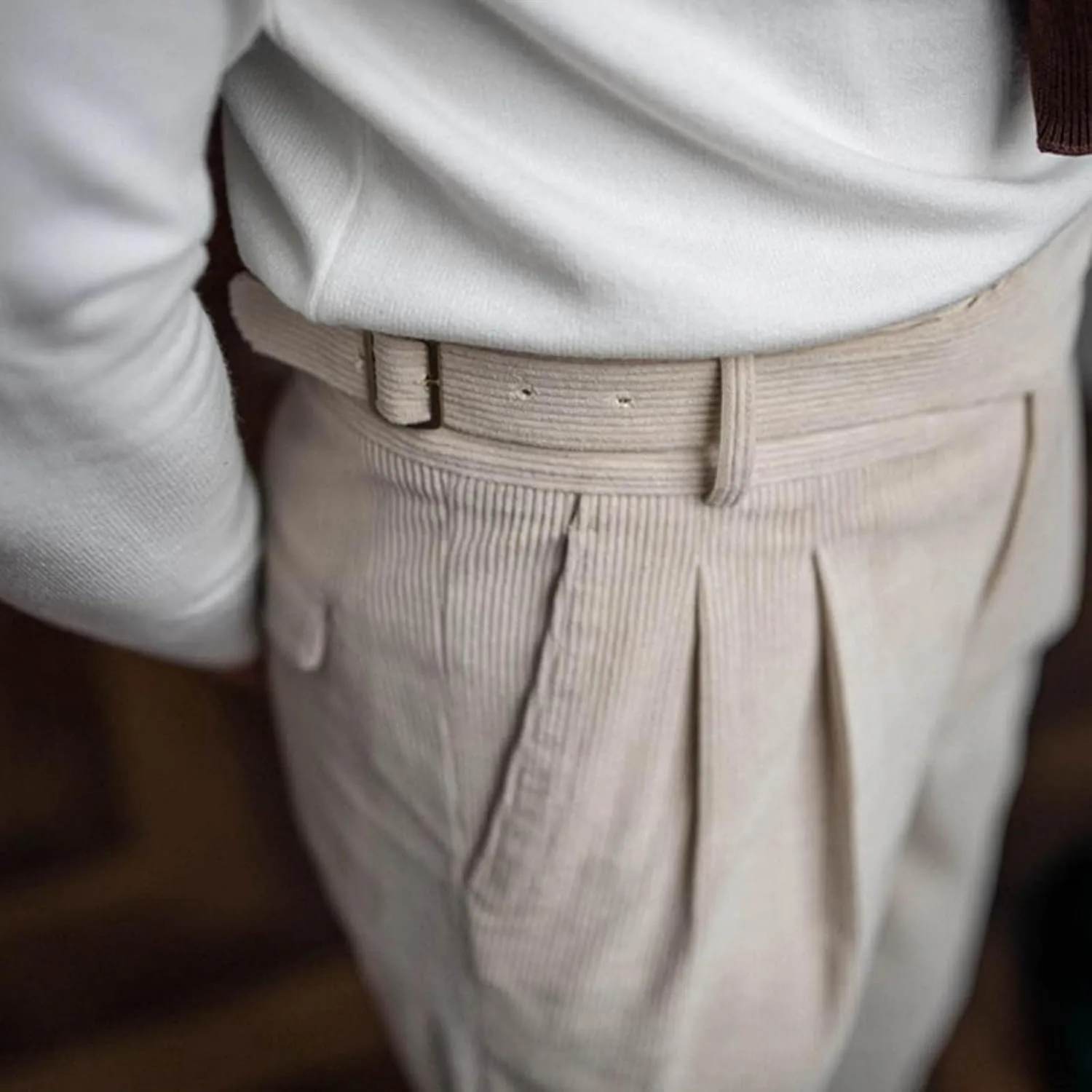 Cotton Straight Leg Dress Pants Men High Waist Business Formal Slim Pleats Comfortable Elegant Tailored Daily Office