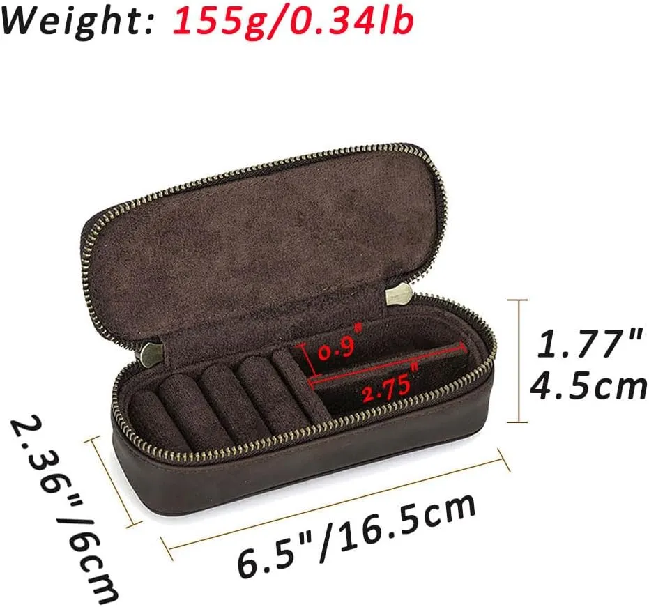 Crazy Horse Leather Cufflink Box for Men Travel Jewelry Storage Case Small Jewelry Organizer Padded Tray for Cufflinks Rings Earrings Studs