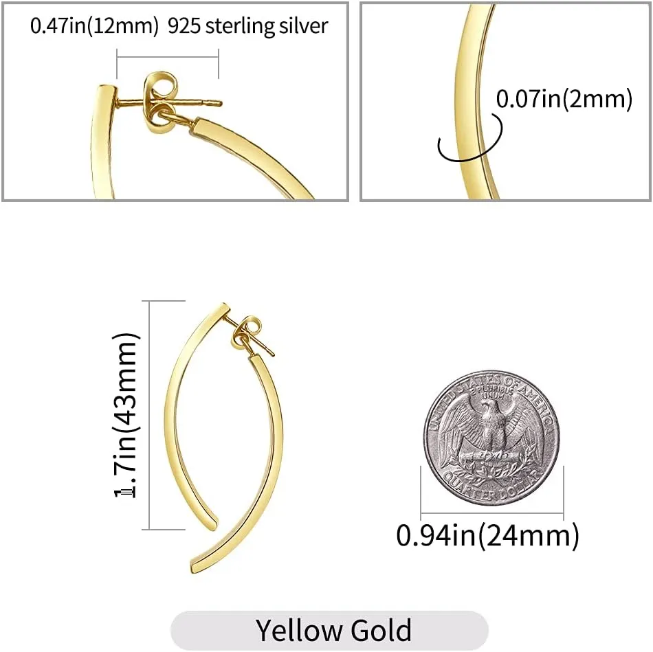 Cross Curved Drop Earrings - Long Bar Stick Dangle Earrings for Women