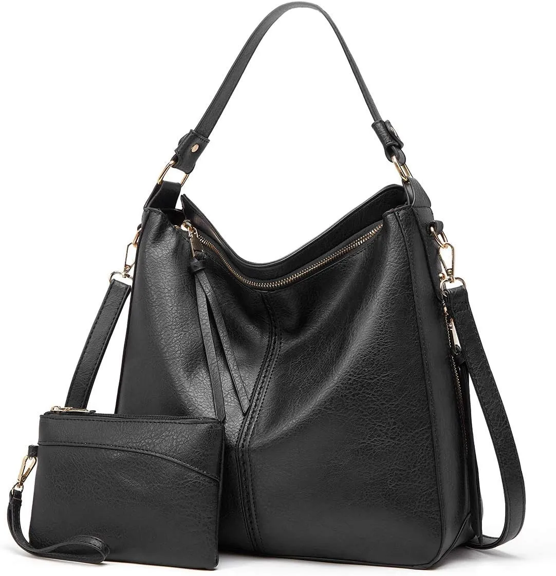 Crossbody Bag Women's Design Leather Hobo Handbag Vintage Large Shoulder Bag Bucket Bag with Clutch