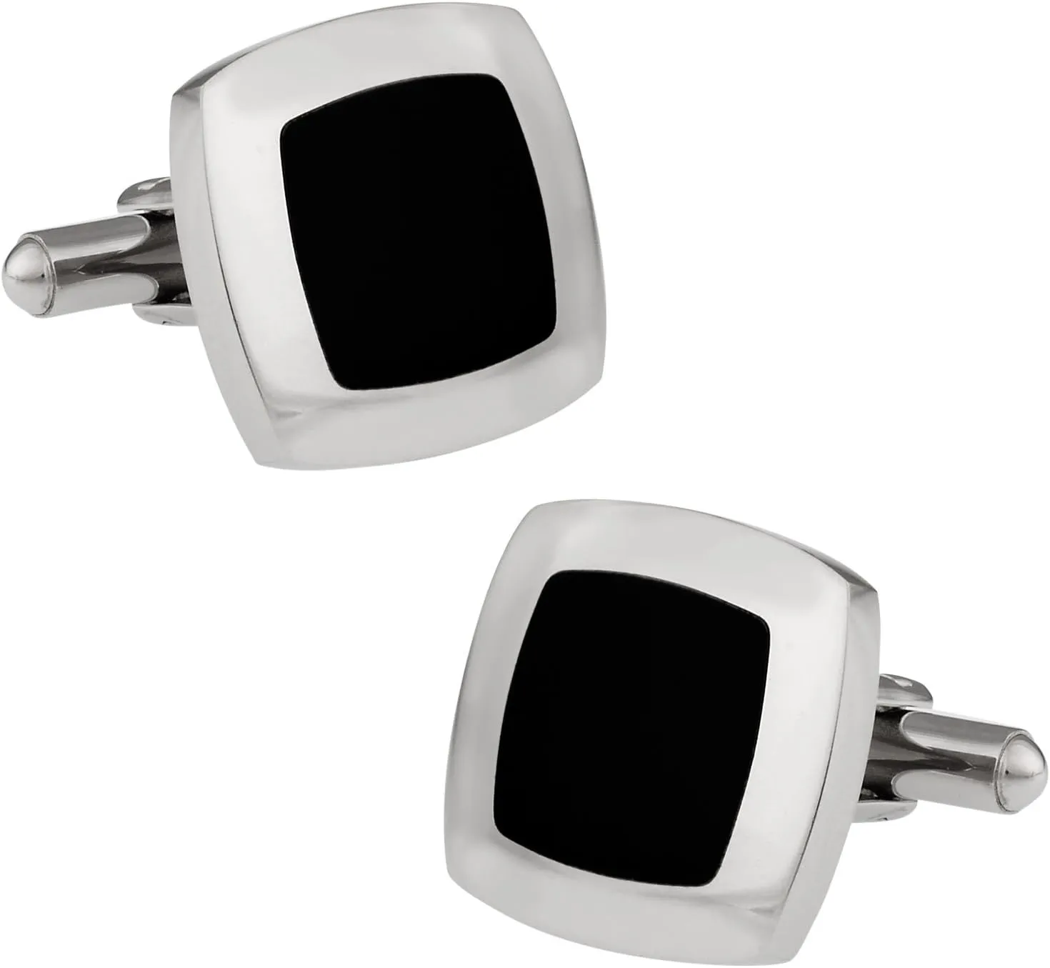 Cuff-Daddy Bold Black Enamel Stainless Steel Cufflinks with Presentation Box