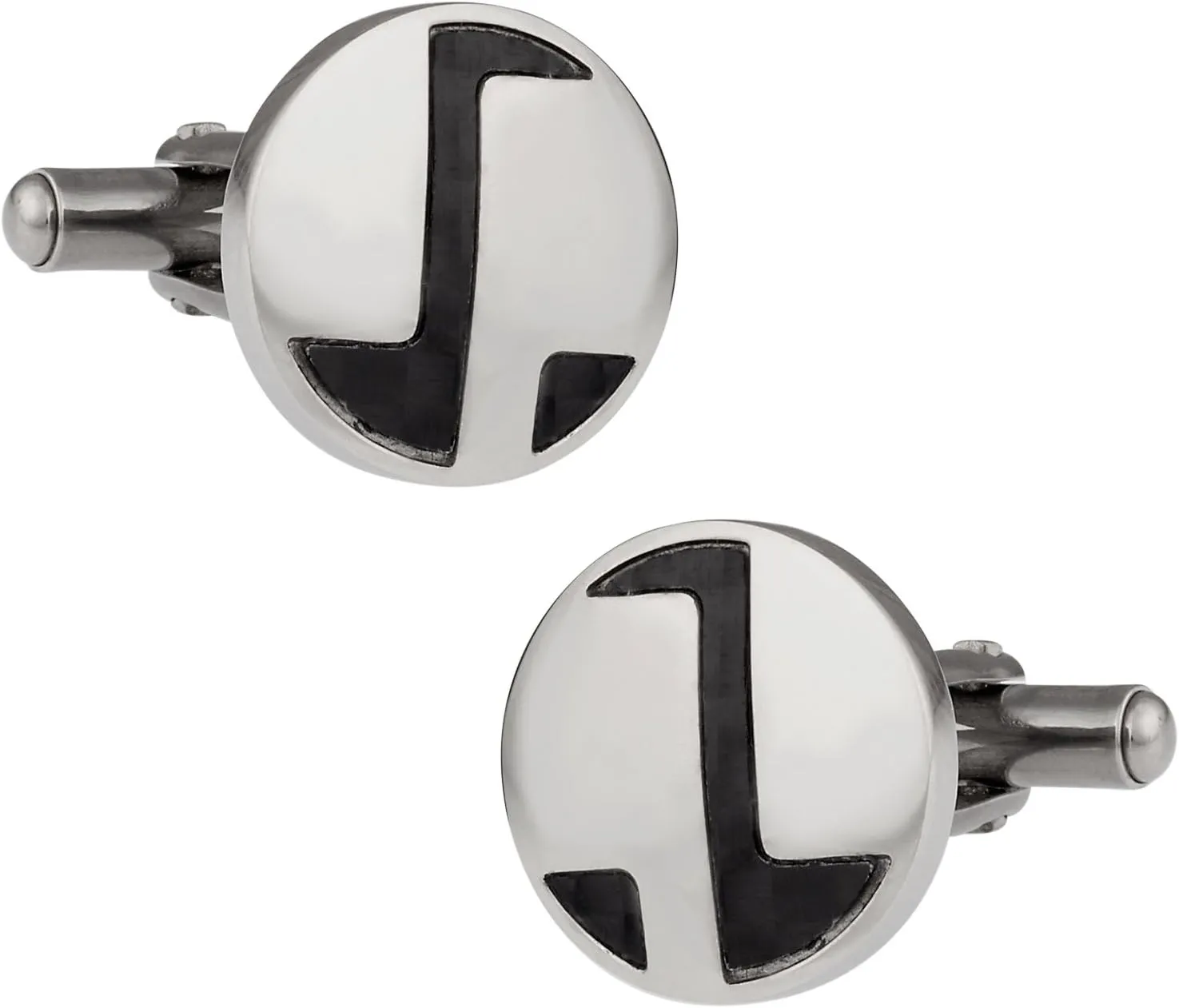 Cuff-Daddy Cool Round Dark Carbon Fiber Stainless Steel Cufflinks with Presentation Box