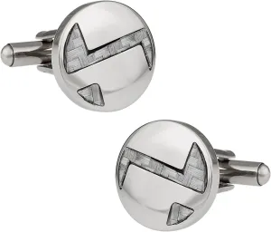 Cuff-Daddy Cool Round Light Carbon Fiber Stainless Steel Cufflinks with Presentation Box