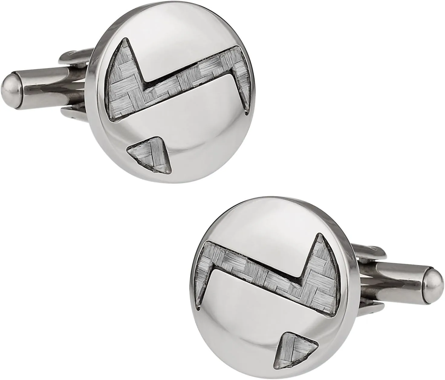 Cuff-Daddy Cool Round Light Carbon Fiber Stainless Steel Cufflinks with Presentation Box