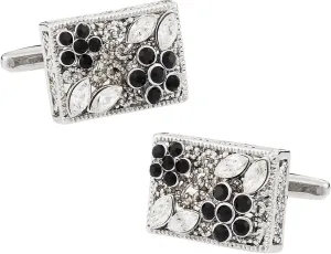 Cuff-Daddy Filigree Jet Black and Clear Crystal Cufflinks with Presentation Box