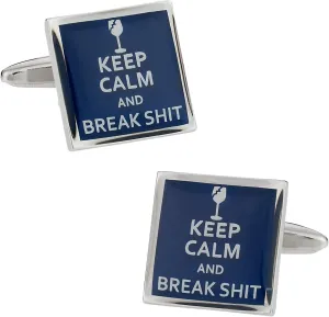 Cuff-Daddy Keep Calm Break S@!t Cufflinks with Mens Travel Presentation Gift Box Novelty Funny Cuff Links