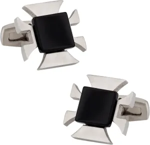 Cuff-Daddy Onyx and Stainless Steel Cufflinks with Matte Finish with Presentation Box