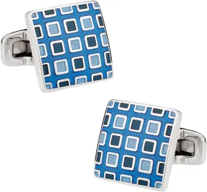 Cuff-Daddy Pixelated Blue Cufflinks with Presentation Gift Box - Blue Cufflinks for Men