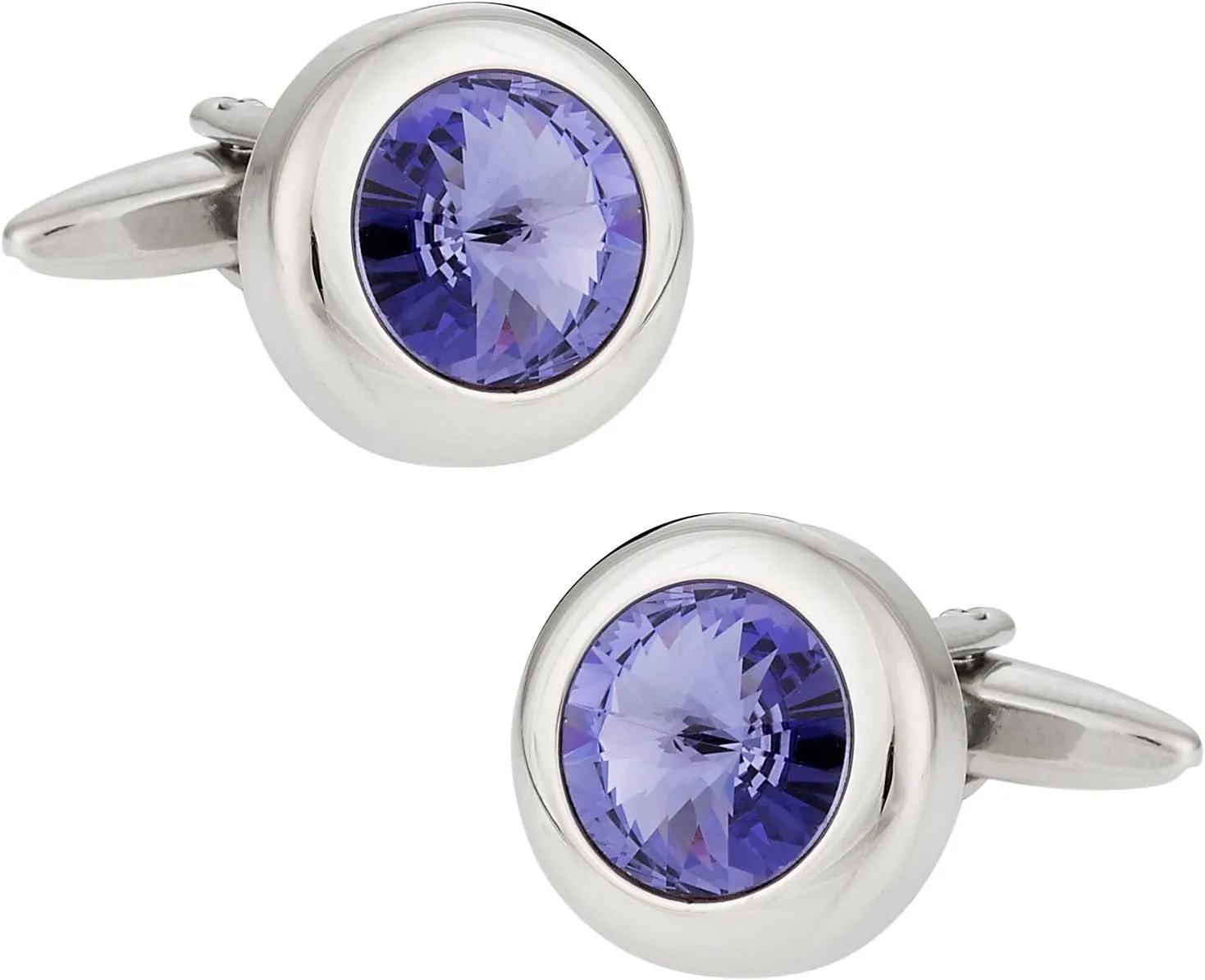 Cuff-Daddy Purple Solitaire Crystal Cufflinks with Presentation Box