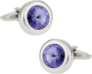Cuff-Daddy Purple Solitaire Crystal Cufflinks with Presentation Box