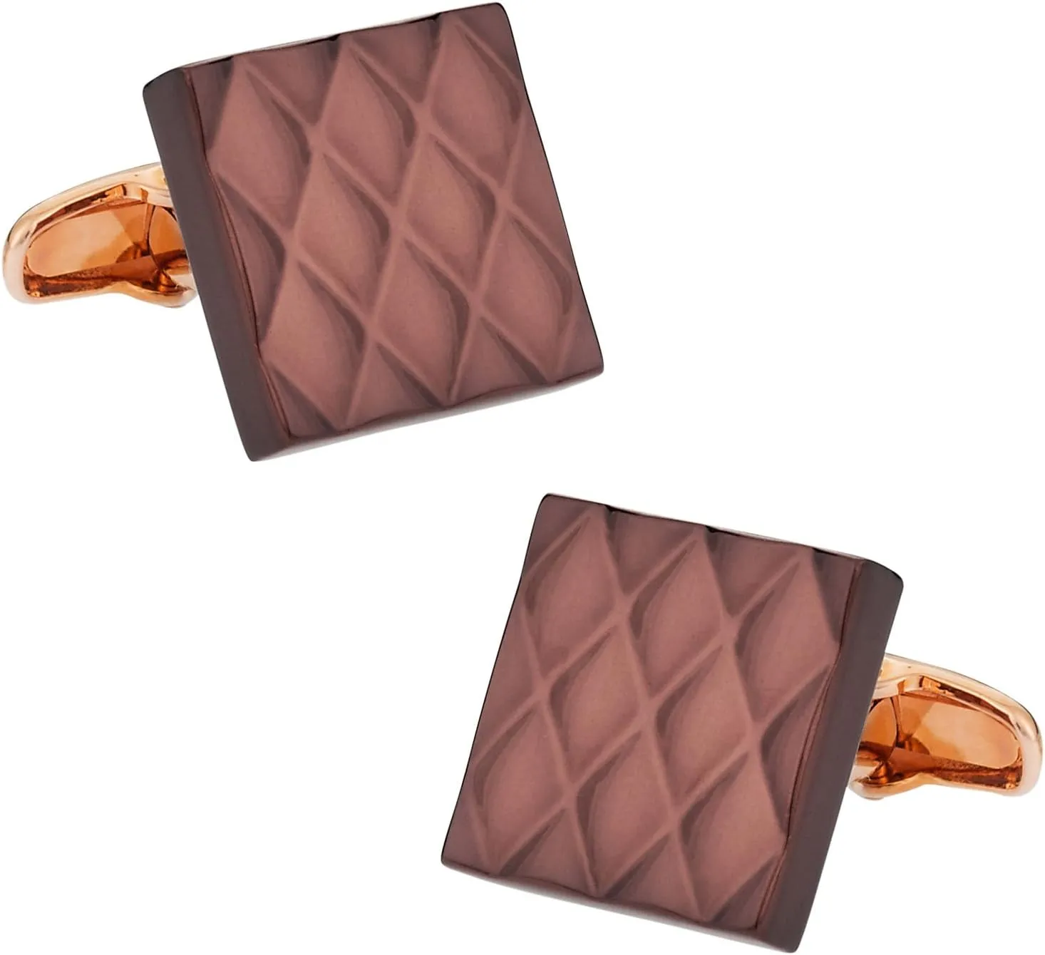 Cuff-Daddy Quilted Metallic Brown Rose Gold Cufflinks with Presentation Box