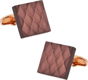 Cuff-Daddy Quilted Metallic Brown Rose Gold Cufflinks with Presentation Box