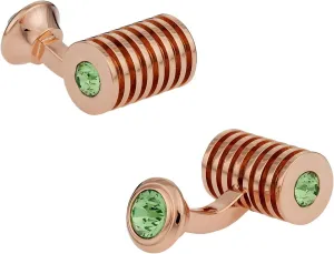 Cuff-Daddy Rose Gold Green Peridot Double Crystal Cufflinks with Presentation Gift Box - Perfect for Travel