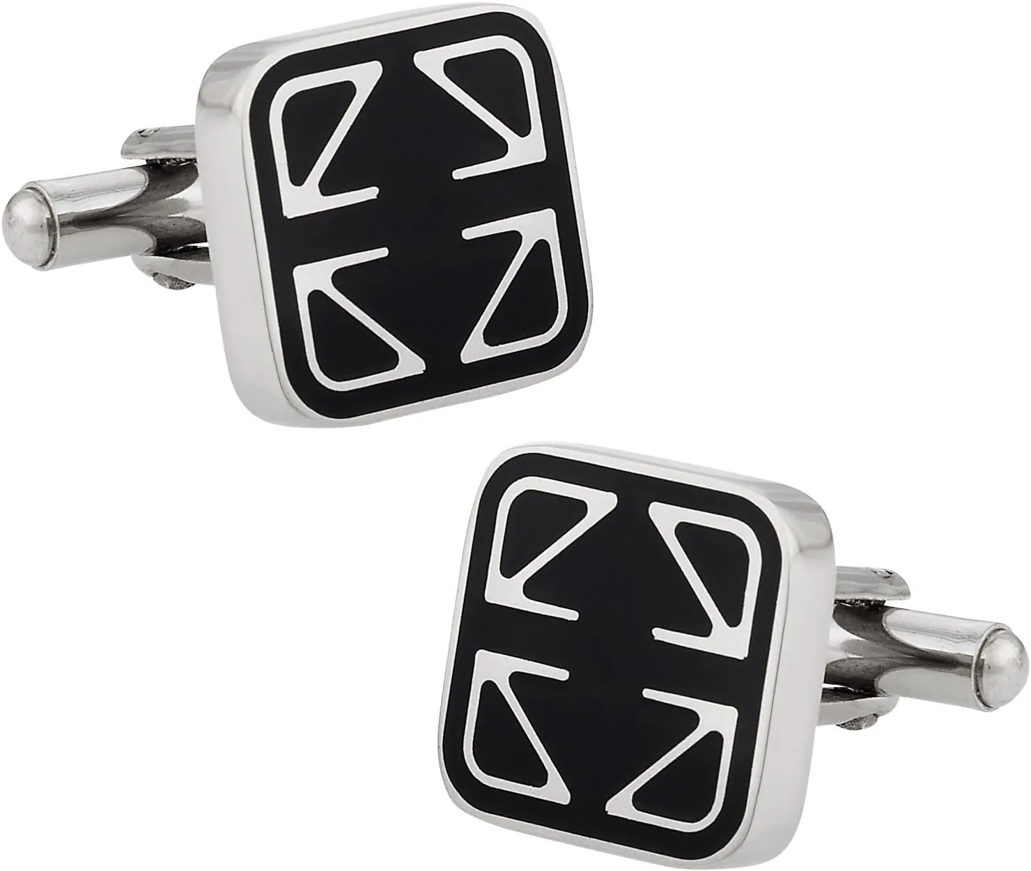 Cuff-Daddy Unique Designer Black Enamel Stainless Steel Cufflinks with Presentation Box