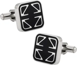 Cuff-Daddy Unique Designer Black Enamel Stainless Steel Cufflinks with Presentation Box