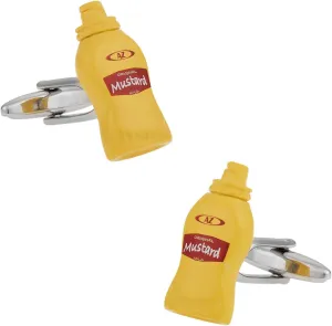 Cuff-Daddy Yellow Mustard Bottle Cufflinks with Presentation Box