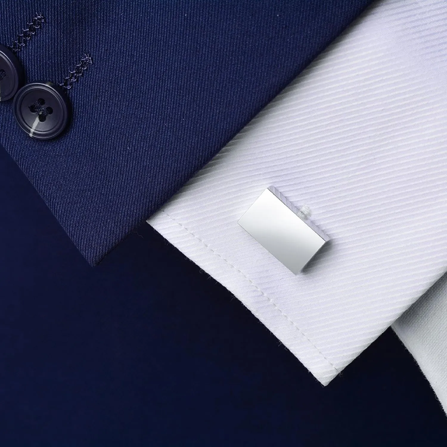 Cuff Links Mens Wedding Cufflinks Silver Silver Plated Simple Band Rectangular-Shape Jewelry for Husband Dad Valentines Day Business Fathers Day