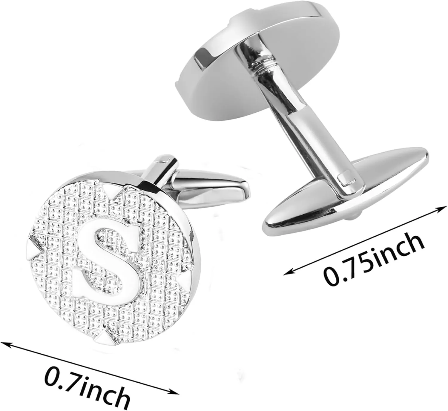 Cufflinks for Men Stainless Steel Cufflinks Classic Initial Cufflink Engraved Silver Cuff Links Alphabet Letter A-Z with Gift Box