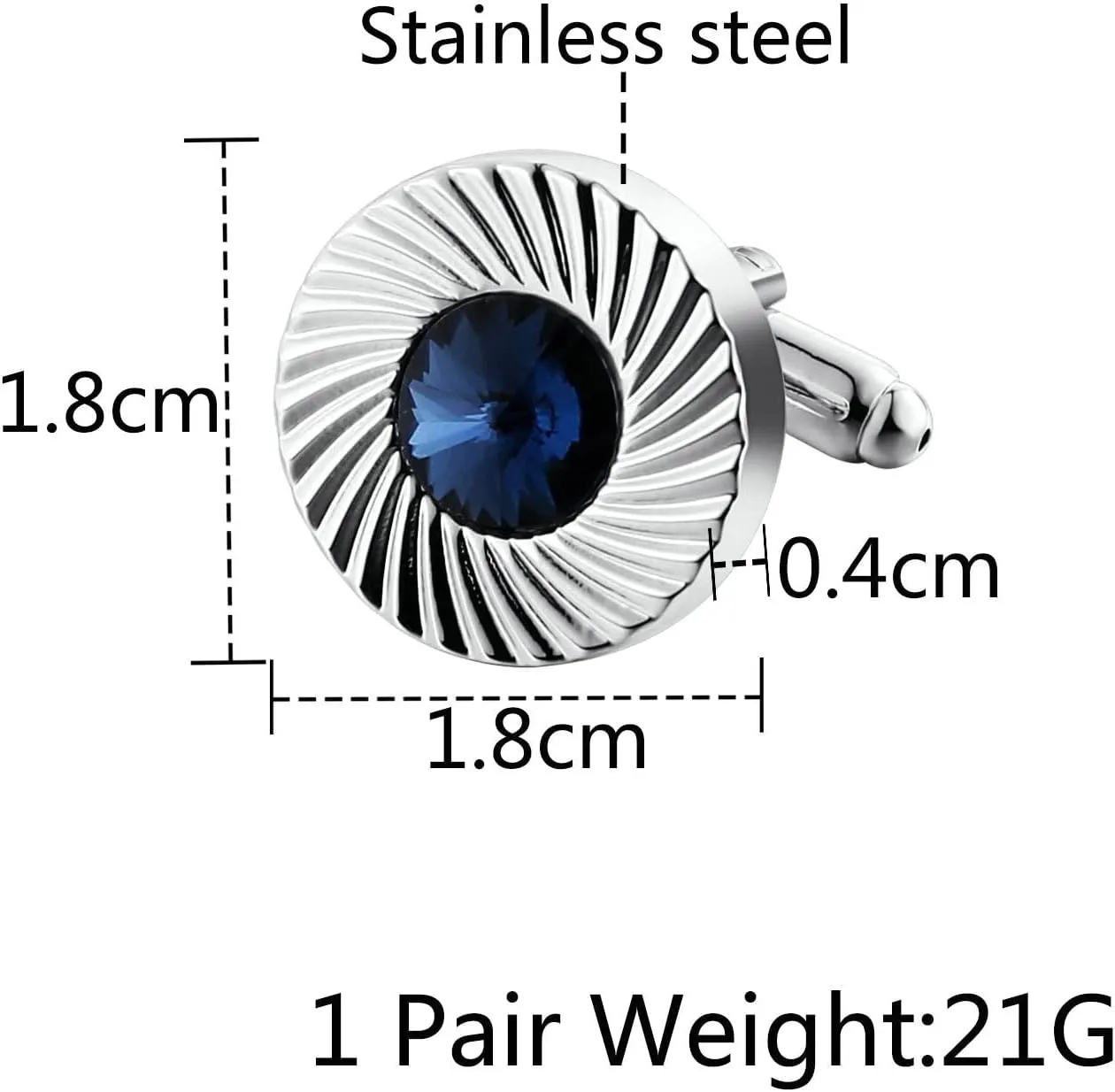 Cufflinks, Men Cufflinks Business Birthday Groom Gifts Stainless Steel Red Round Shape Cubic Zirconia Striped Pattern Cz Circular Design
