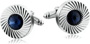 Cufflinks, Men Cufflinks Business Birthday Groom Gifts Stainless Steel Red Round Shape Cubic Zirconia Striped Pattern Cz Circular Design