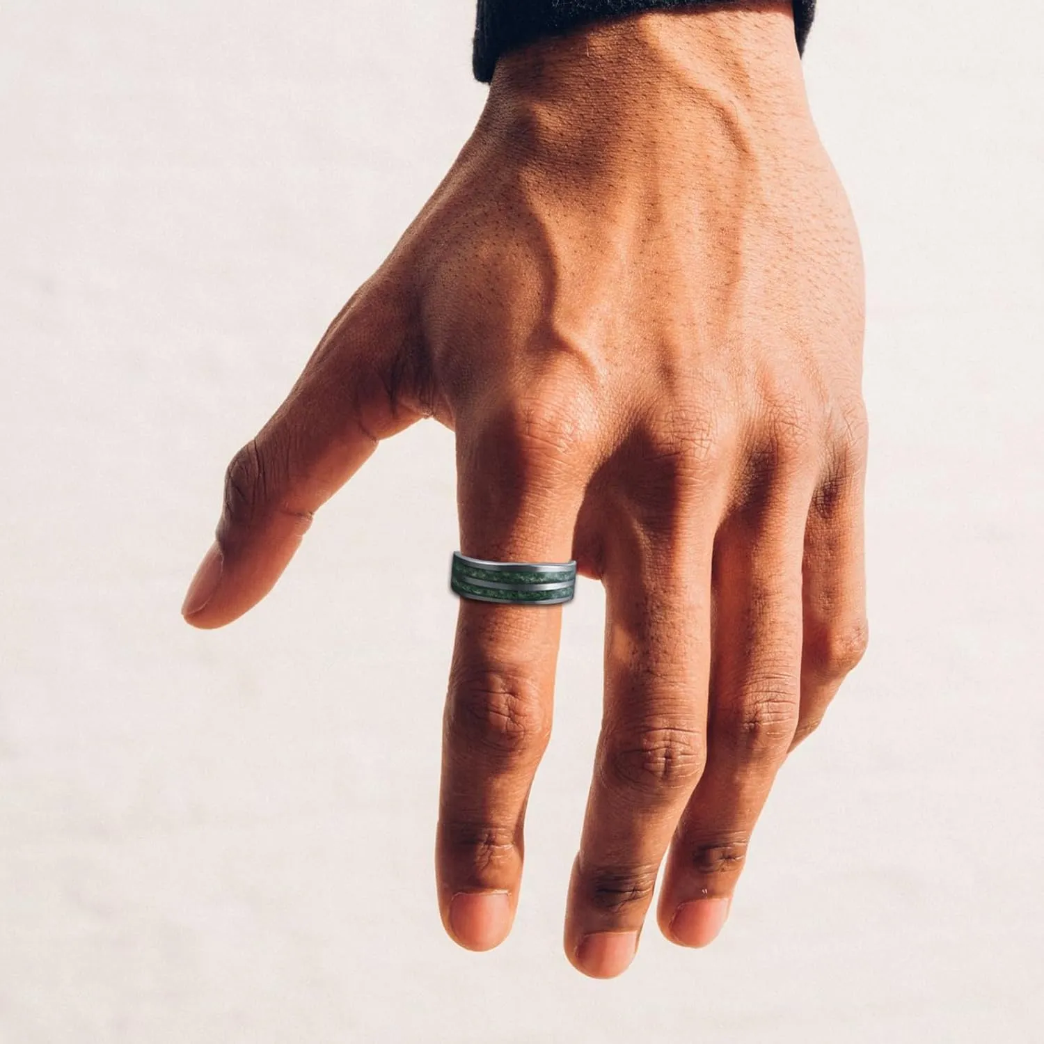 Custom Green Moss Agate Band Ring for Men Women Comfort Fit Statement Engagement Promise Bridal Wedding Jewelry Gifts for Father Teens Friend Polished Finish Width 4/6/8mm
