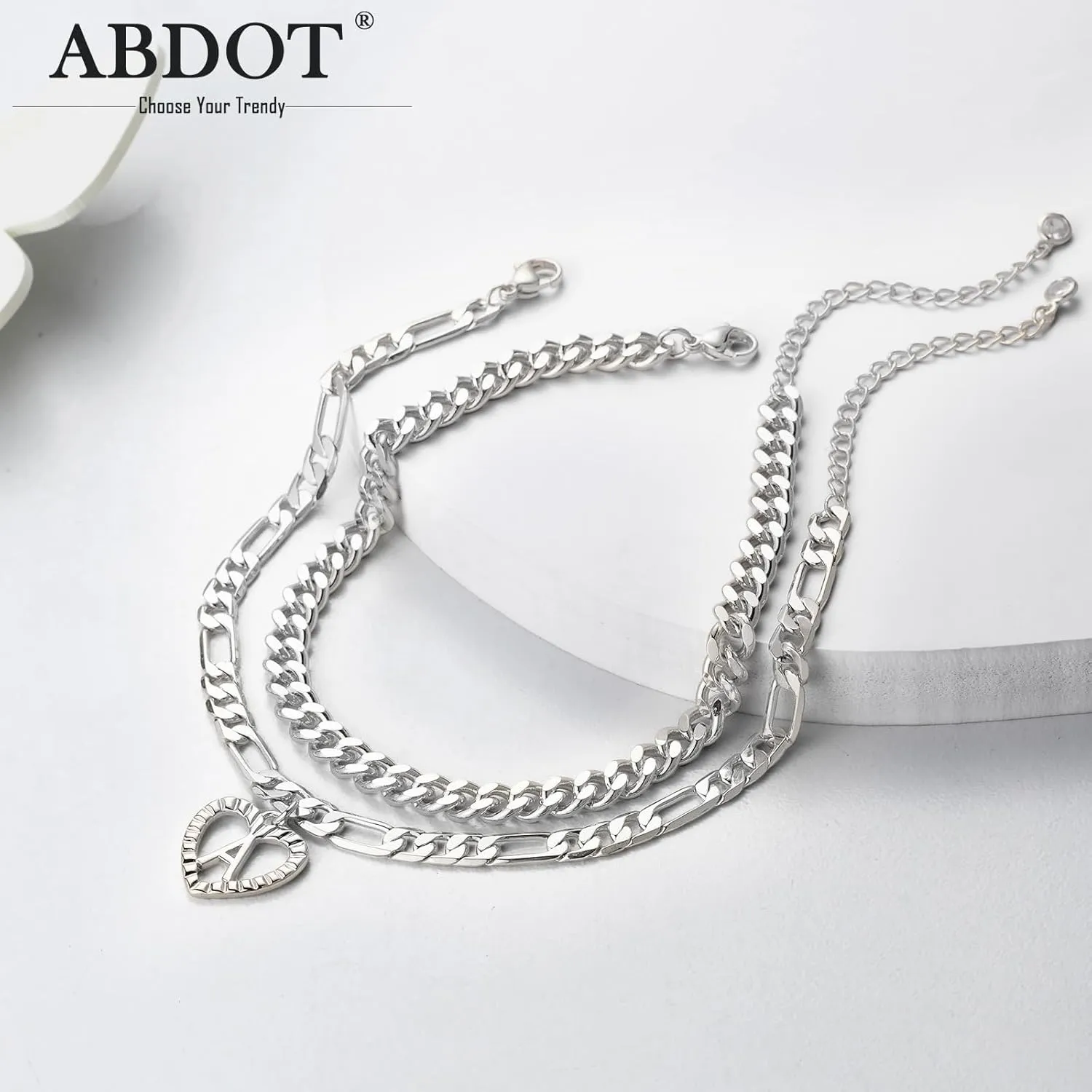 Dainty Gold Ankle Bracelets for Women 14K Gold Plated Heart Initial Anklets for Women Stackable Cuban Figaro Chains Women's Anklets Anklets for Women Waterproof