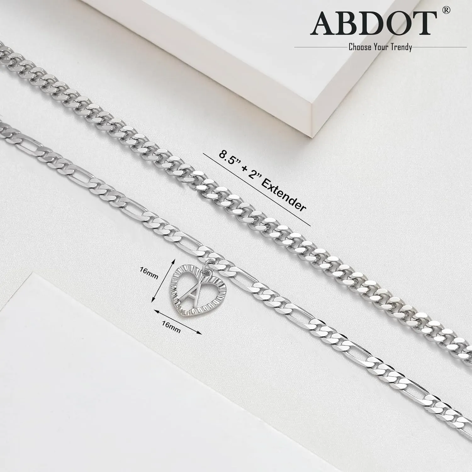 Dainty Gold Ankle Bracelets for Women 14K Gold Plated Heart Initial Anklets for Women Stackable Cuban Figaro Chains Women's Anklets Anklets for Women Waterproof