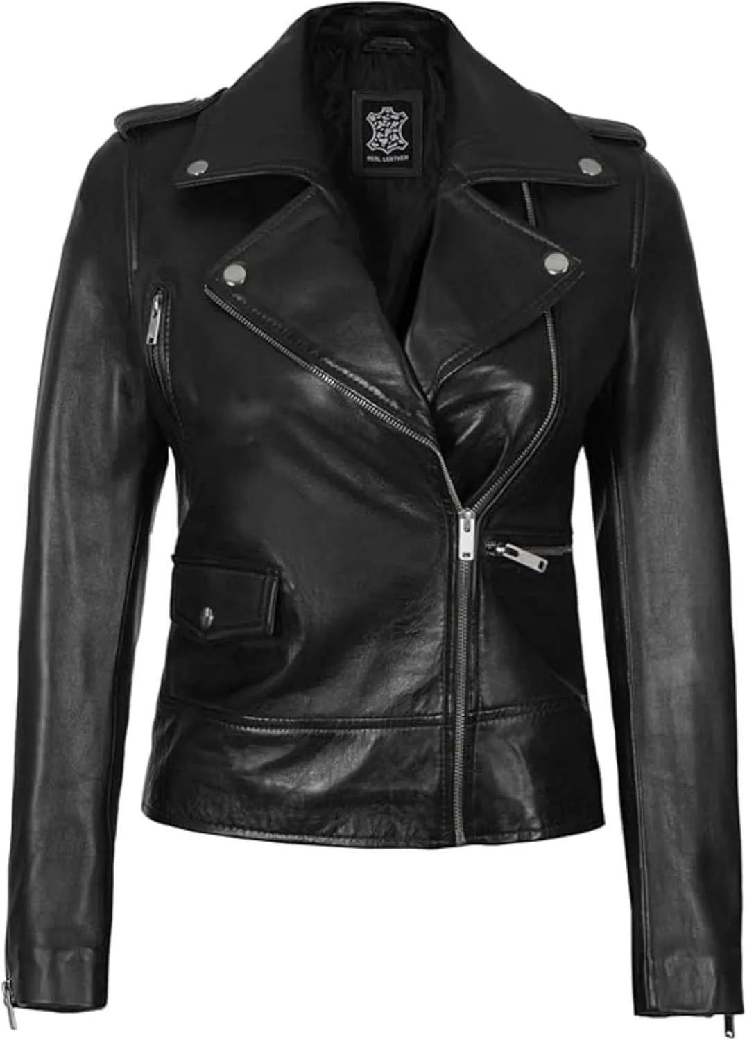 Decrum Asymmetrical Real Leather Jacket Women  Trendy Fashion Lambskin Womens Leather Jacket