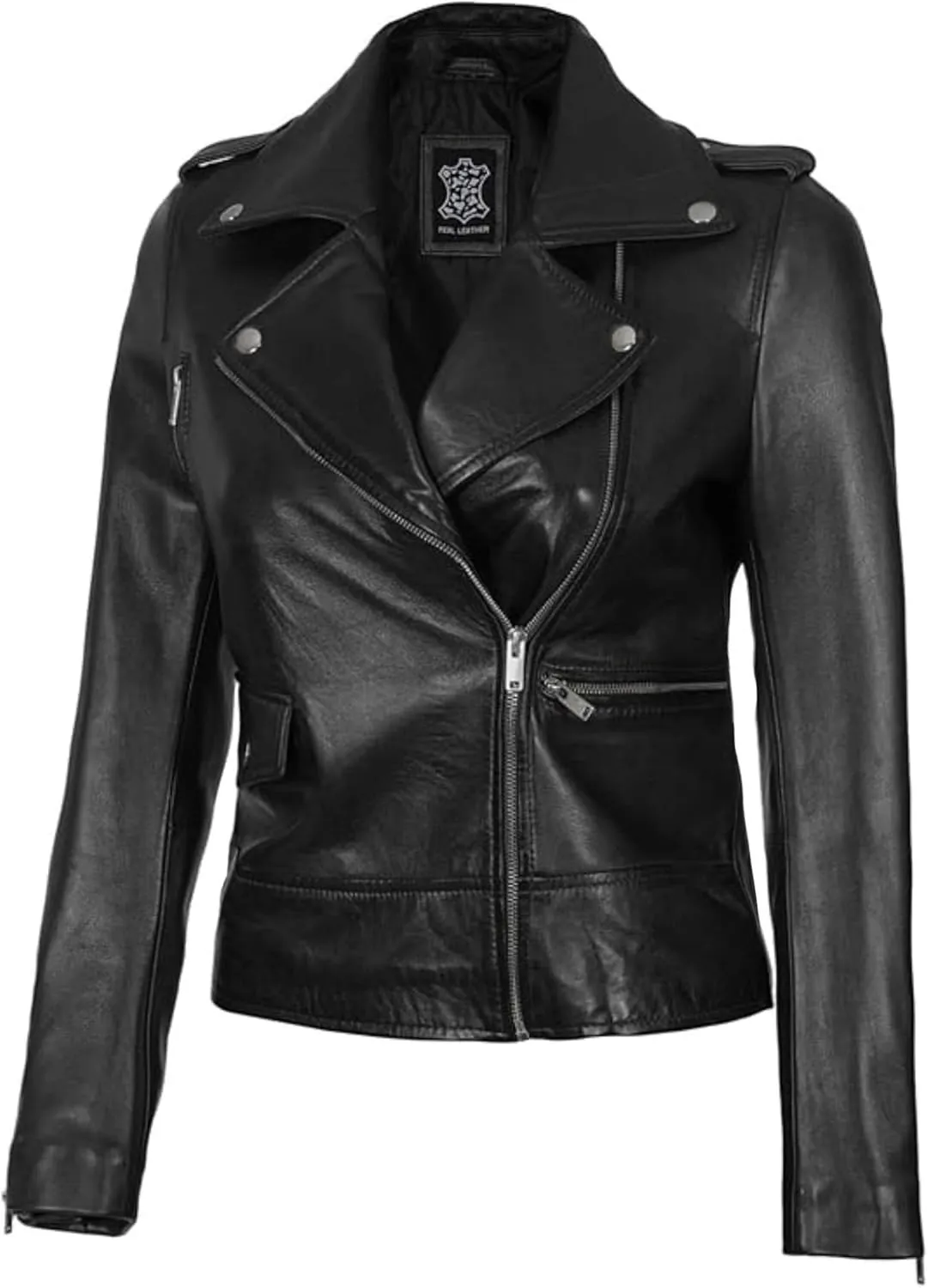 Decrum Asymmetrical Real Leather Jacket Women  Trendy Fashion Lambskin Womens Leather Jacket