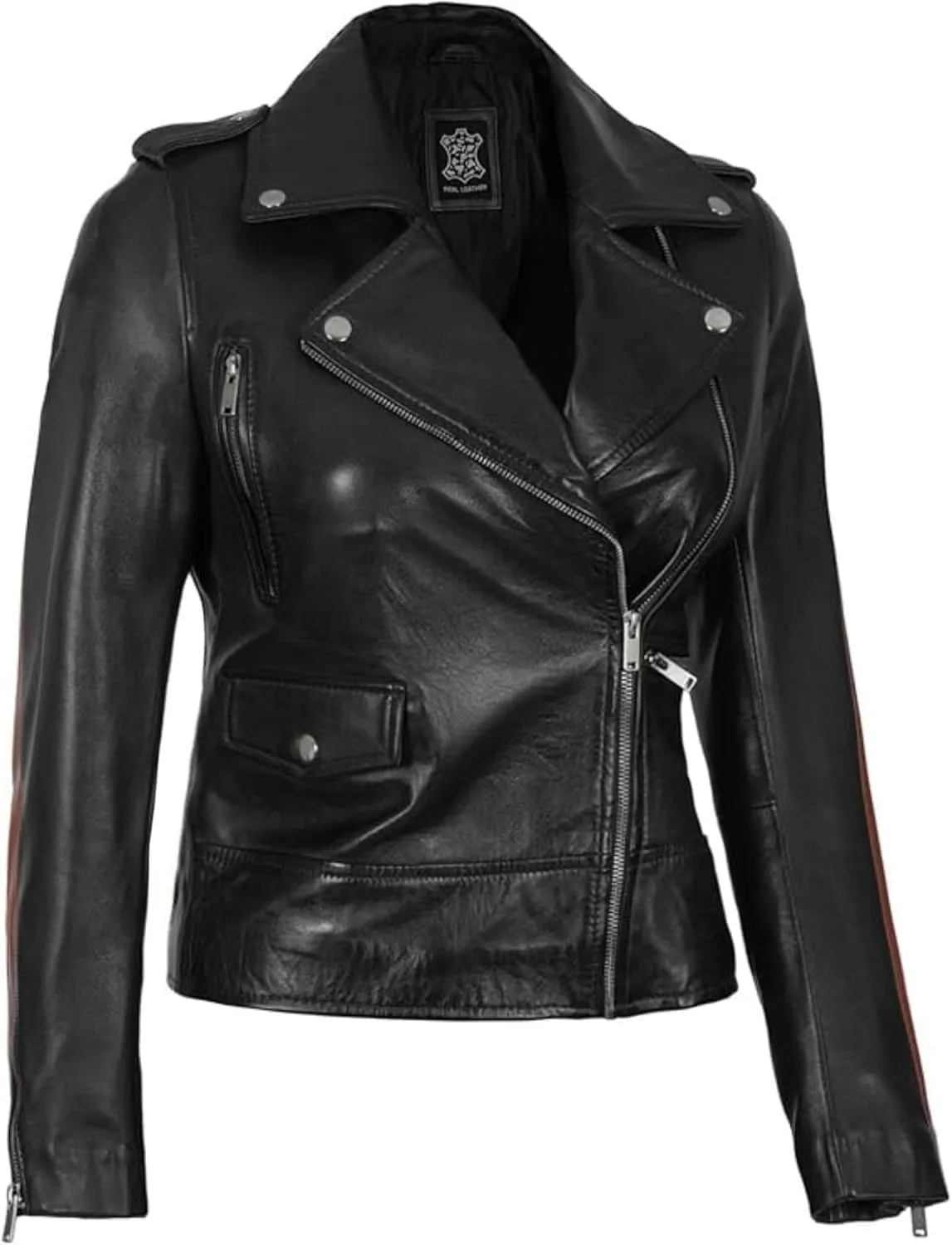 Decrum Asymmetrical Real Leather Jacket Women  Trendy Fashion Lambskin Womens Leather Jacket