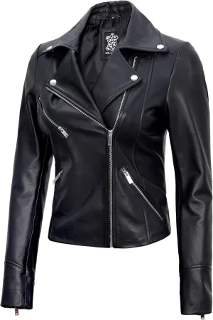 Decrum Asymmetrical Real Leather Jacket Women  Trendy Fashion Lambskin Womens Leather Jacket
