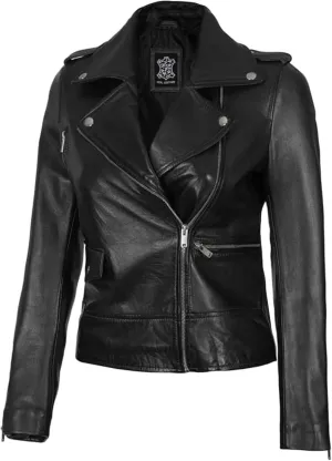 Decrum Asymmetrical Real Leather Jacket Women  Trendy Fashion Lambskin Womens Leather Jacket