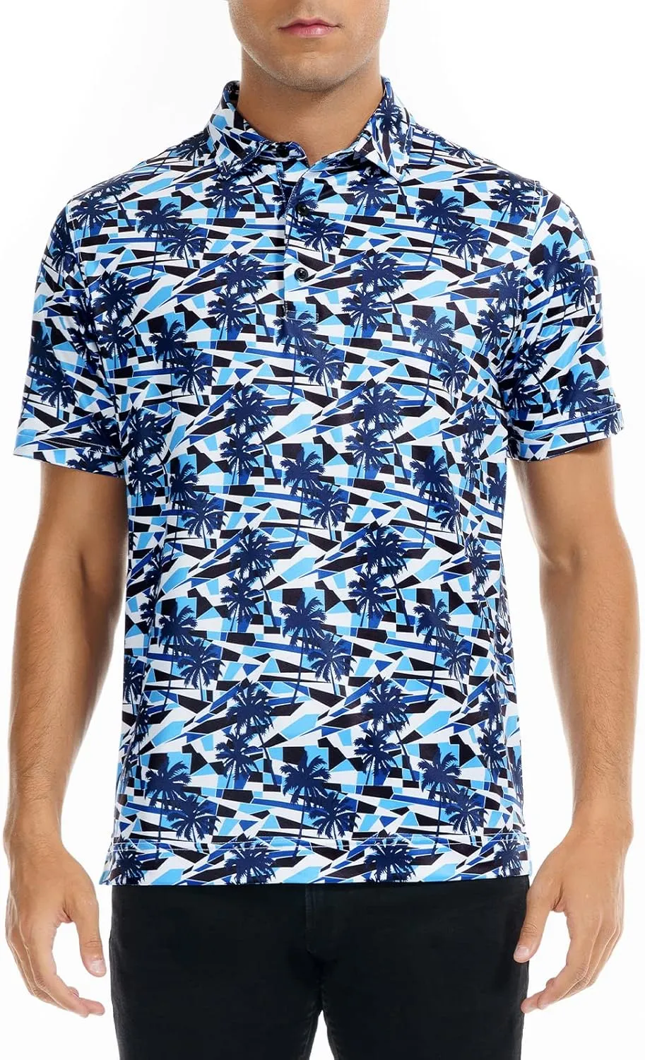 DEOLAX Mens Golf Shirt Fashion Prints Athletic Mens Polo Shirts Short Sleeve Classic Casual Dry Fit Soft Golf Shirts for Men
