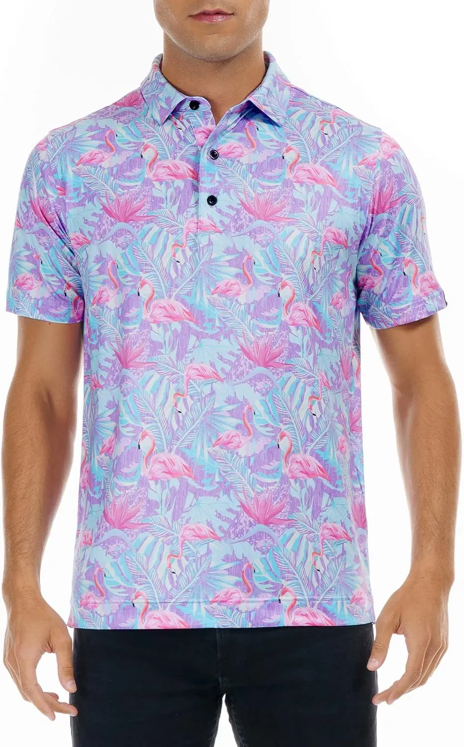 DEOLAX Mens Golf Shirt Fashion Prints Athletic Mens Polo Shirts Short Sleeve Classic Casual Dry Fit Soft Golf Shirts for Men