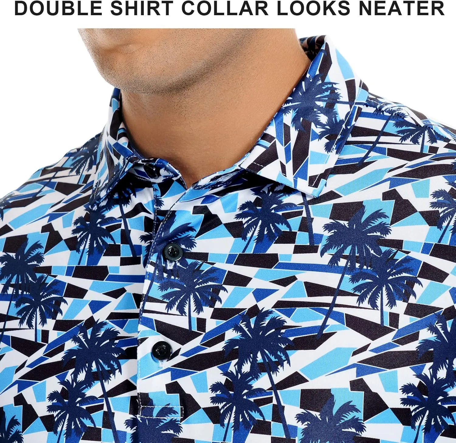 DEOLAX Mens Golf Shirt Fashion Prints Athletic Mens Polo Shirts Short Sleeve Classic Casual Dry Fit Soft Golf Shirts for Men