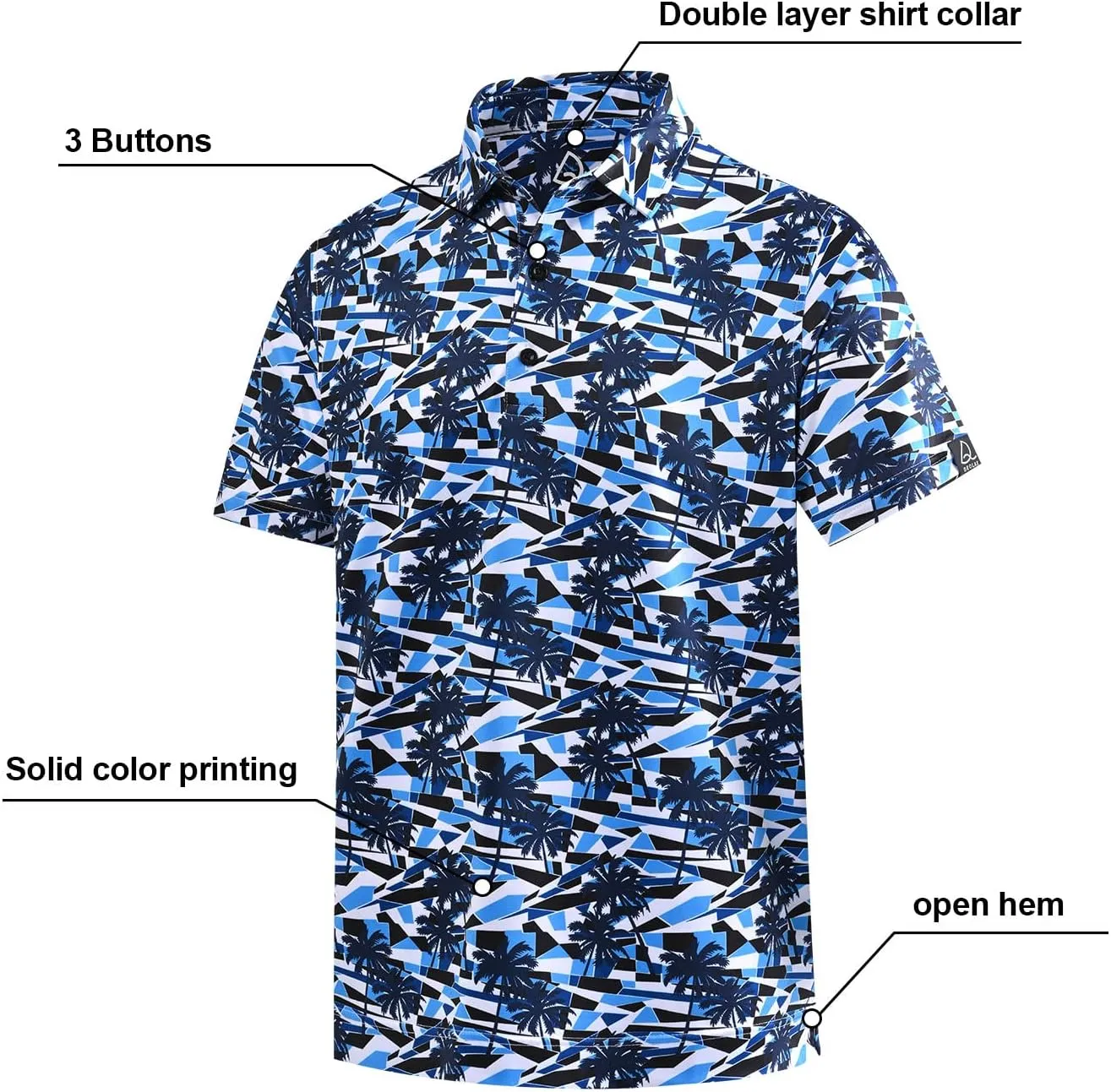 DEOLAX Mens Golf Shirt Fashion Prints Athletic Mens Polo Shirts Short Sleeve Classic Casual Dry Fit Soft Golf Shirts for Men