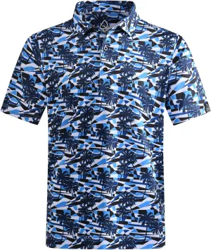 DEOLAX Mens Golf Shirt Fashion Prints Athletic Mens Polo Shirts Short Sleeve Classic Casual Dry Fit Soft Golf Shirts for Men