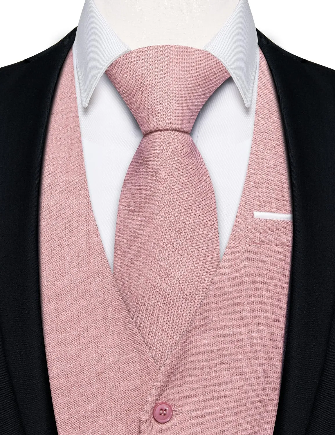 DiBanGu 4PCS Mens Suit Vest Linen Solid Color Vest for Men Wedding Casual Waistcoat Necktie Pocket Square Cufflinks S-3XL