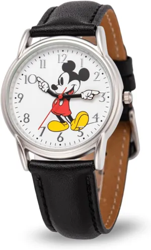 Disney Mickey Mouse Adult Classic Cardiff Analog Quartz Leather Strap Watch