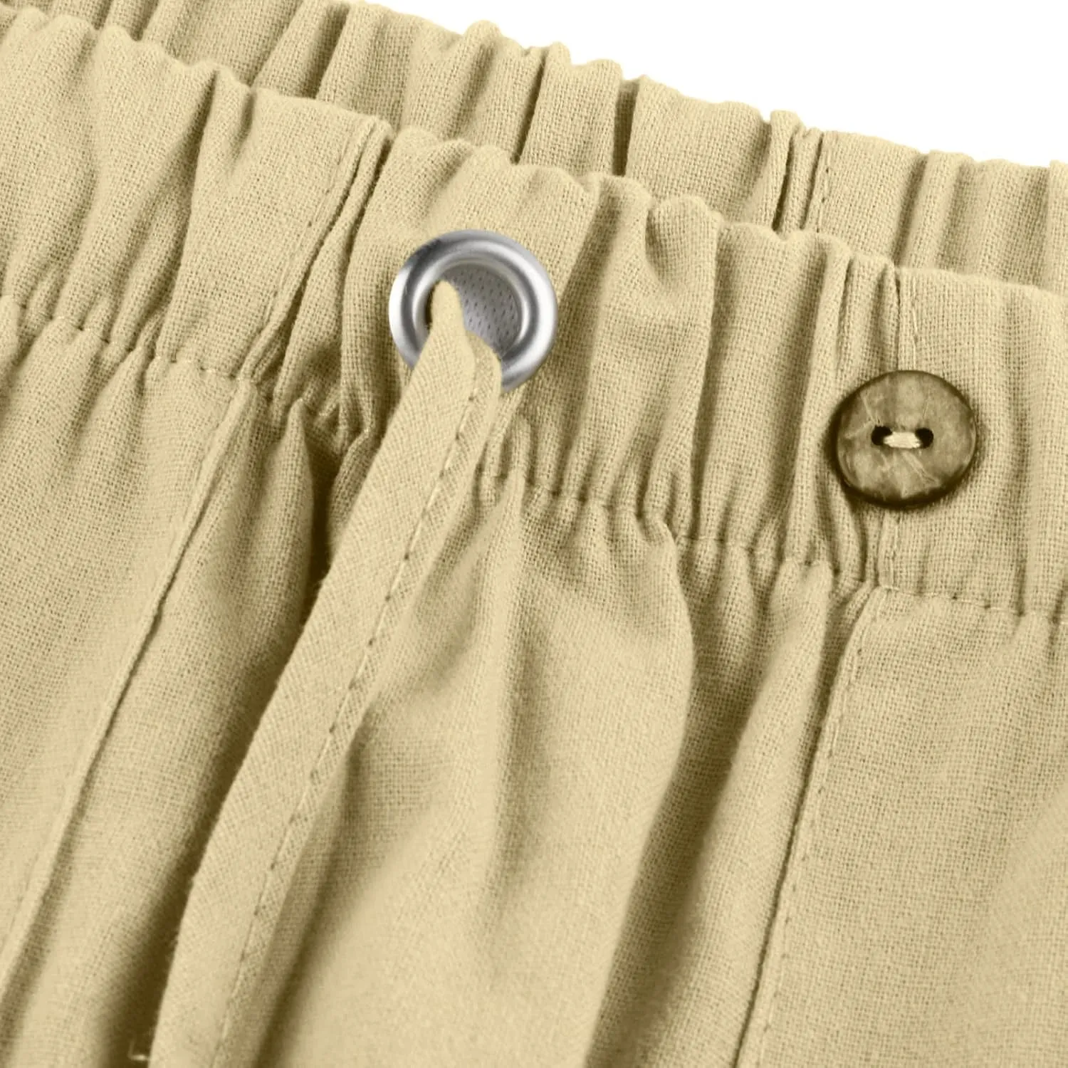 DuDubaby Denim Pants Men's Casual Loose and Comfortable Casual Pants Cotton Linen Printed Drawstring Trousers Long Yoga Pants
