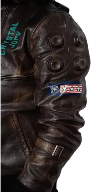 Dusky Brown Cyberpunk Jacket, David Martinez Jacket Cyberpunk, Samurai 2077 Anime Cosplay Leather Bomber Jacket