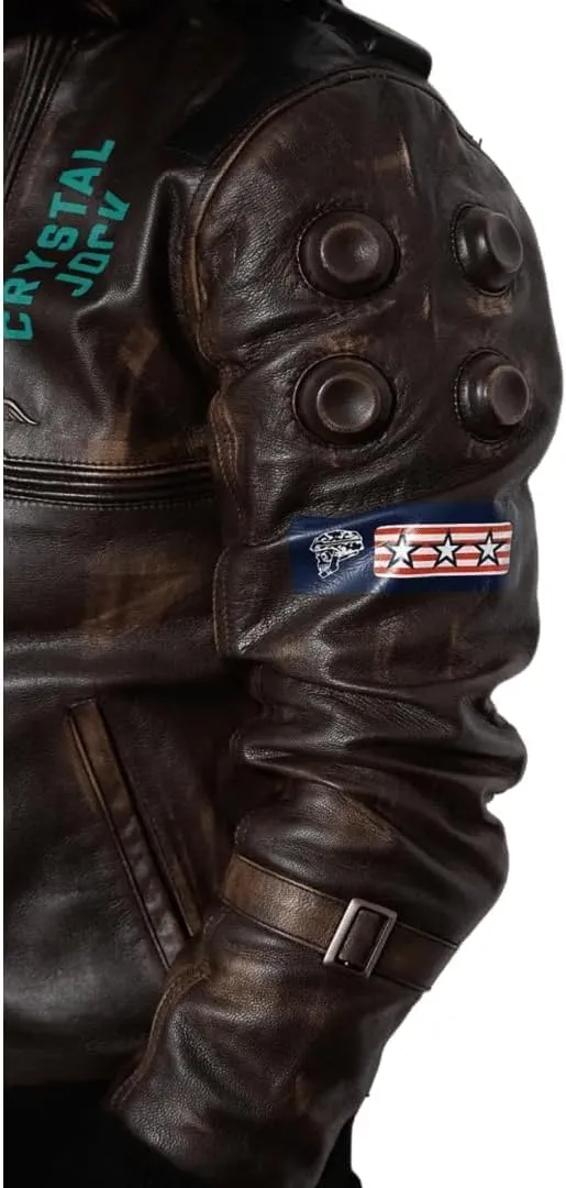 Dusky Brown Cyberpunk Jacket, David Martinez Jacket Cyberpunk, Samurai 2077 Anime Cosplay Leather Bomber Jacket
