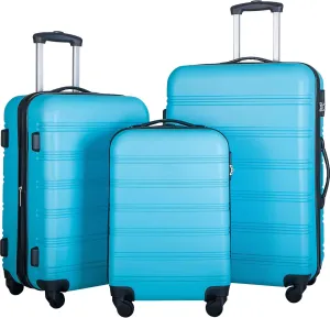Effortless Travel with 3-Piece Hardside Spinner Luggage Set, 20", 24", 28", Expandable, Lightweight, Blue