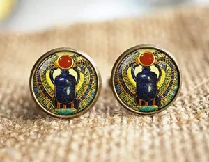 Egyptian Scarab Cufflinks, Ancient Egypt Jewelry, Egypt Cufflinks,Jewelry, Scarab Cufflinks