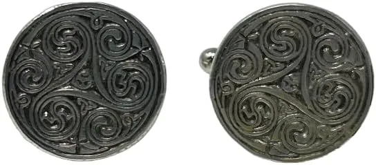 Elegance and Symbolism Celtic Cufflinks Crafted from Durable Pewter Long-Lasting Shine Resistance to Tarnish Leatherette Box Diameter 0.62" (Triskelion Motif)