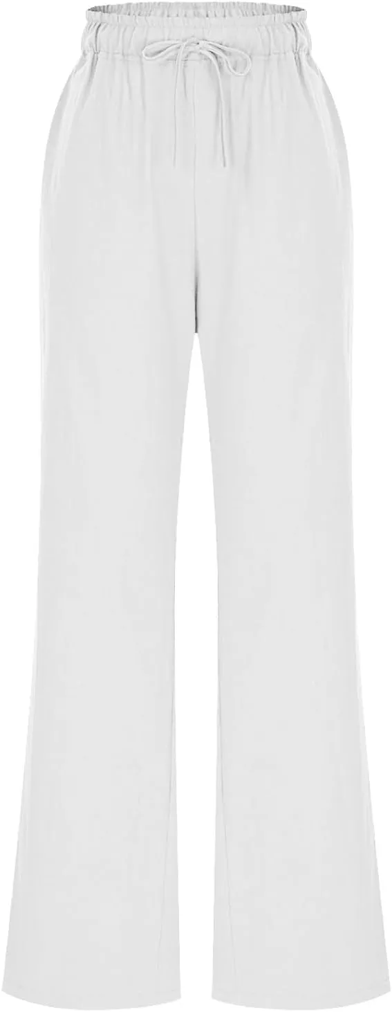 Elegant Linen Pants Women Summer 2025 Stylish Versatile Business Casual Wide Leg High Waisted Women's Trousers