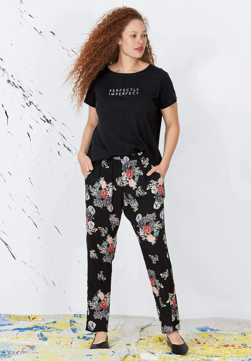 ellos Plus Size Woven Soft Pants