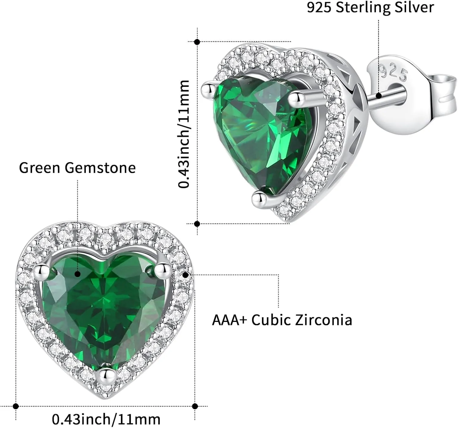 Emerald Cubic Zirconia Earrings for Women Jewelry Birthday Gift