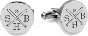 Engraved Silver Cufflinks For Baseball Players & Coaches - Ships From USA